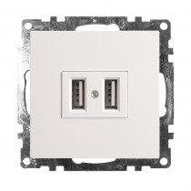 Розетка USB 2-местная (механизм) STEKKER GLS10-7115-01 250V 2,1А серия Катрин, белый