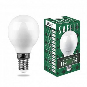 55138 Лампа светодиодная SAFFIT SBG4511 Шарик E14 11W дневной свет (4000К) Лампа светодиодная SAFFIT SBG4511 Шарик E14 11W дневной свет (4000К)